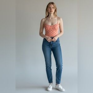 Free People Intimately pink checkered bustier top